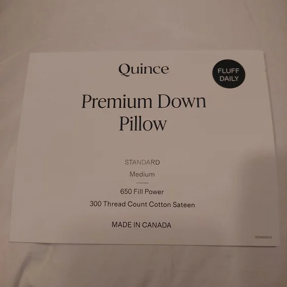 Quince Standard White Duck Down Premium Pillow (Medium)(P26)